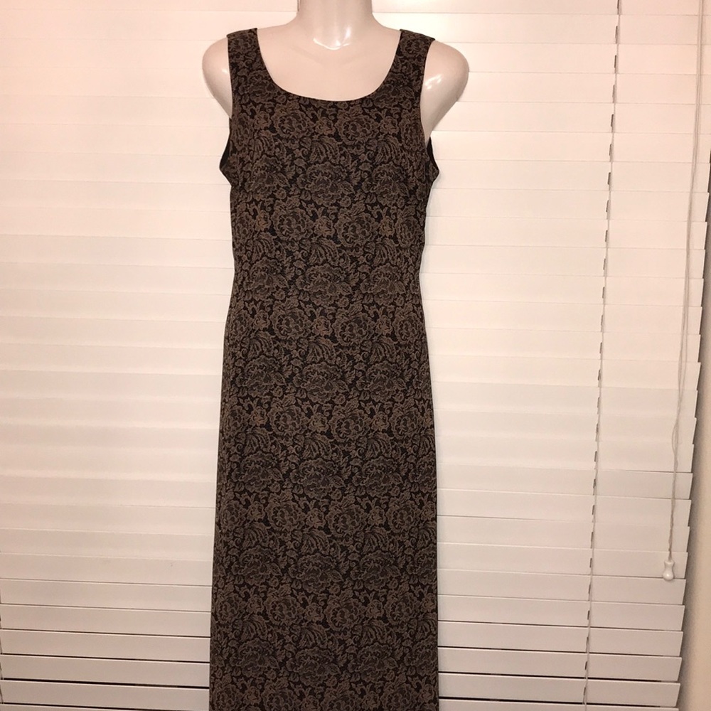 Macy’s Teddi long brown and Black sun dress